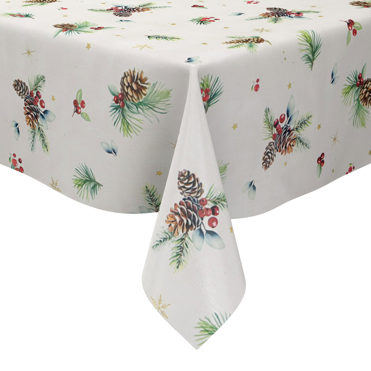 Wachstuch Tischdecke Weihnachten Advent mit Tannenzapfen und Sternen