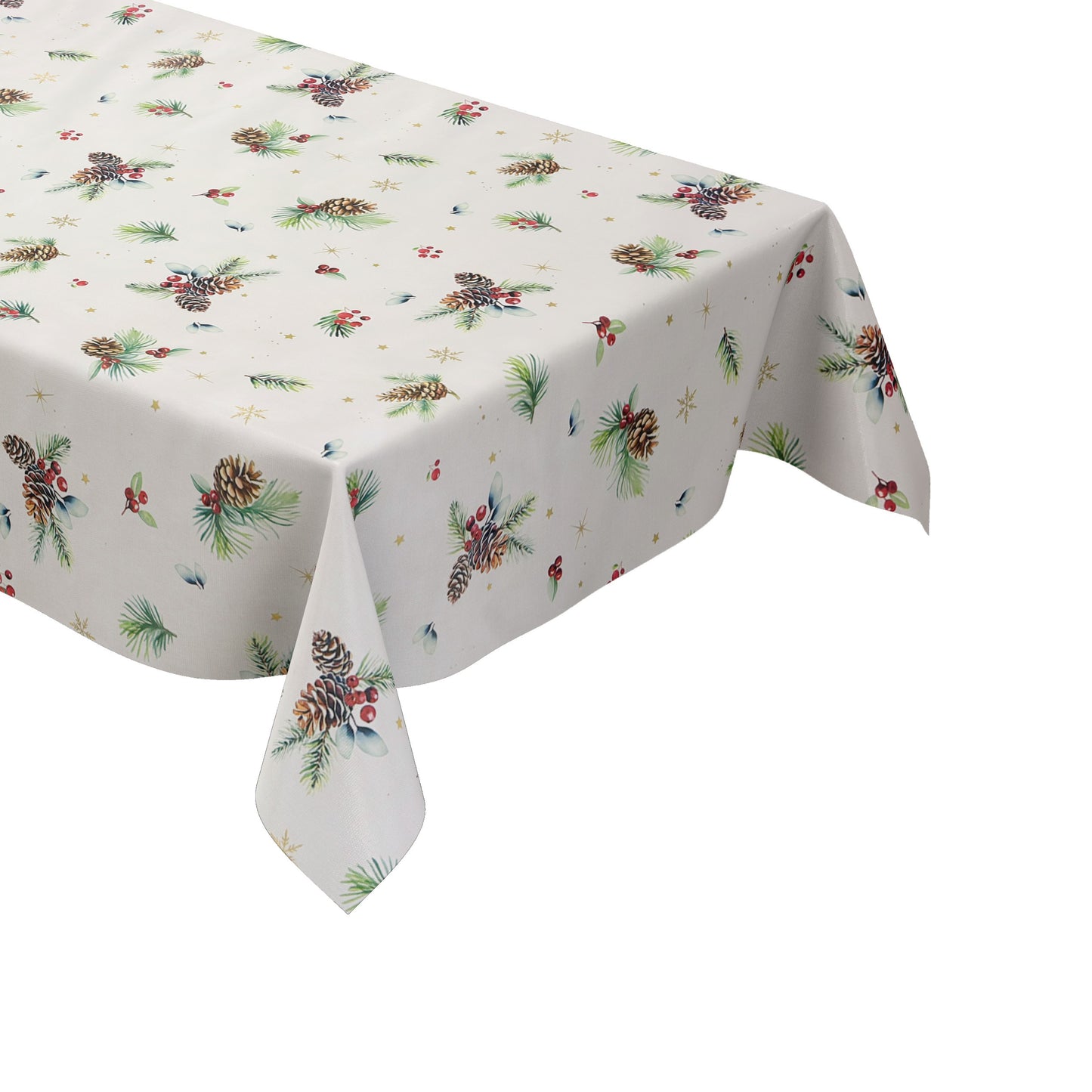 Wachstuch Tischdecke Weihnachten Tannenzapfen Sterne 