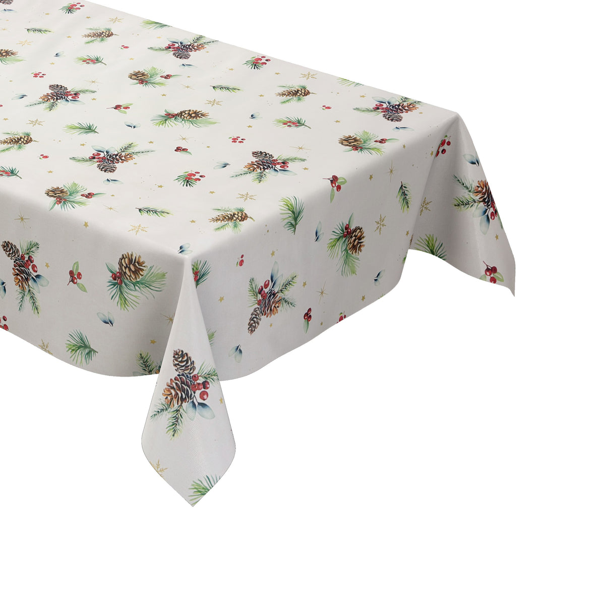 Wachstuch Tischdecke Weihnachten Advent mit Tannenzapfen und Sternen