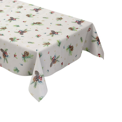 Wachstuch Tischdecke Weihnachten Advent mit Tannenzapfen und Sternen