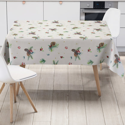 Wachstuch Tischdecke Weihnachten Tannenzapfen Sterne 