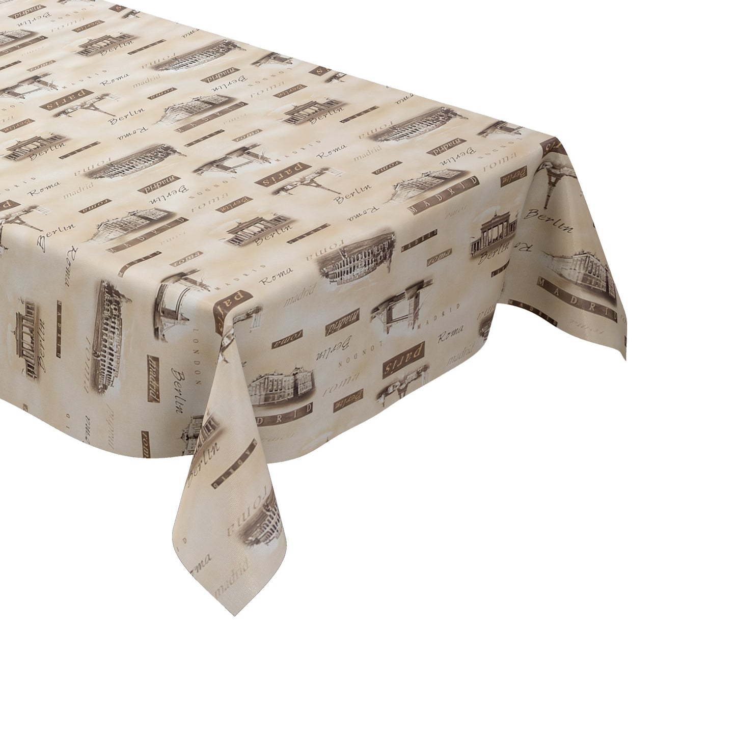 Wachstuch Tischdecke Städte beige