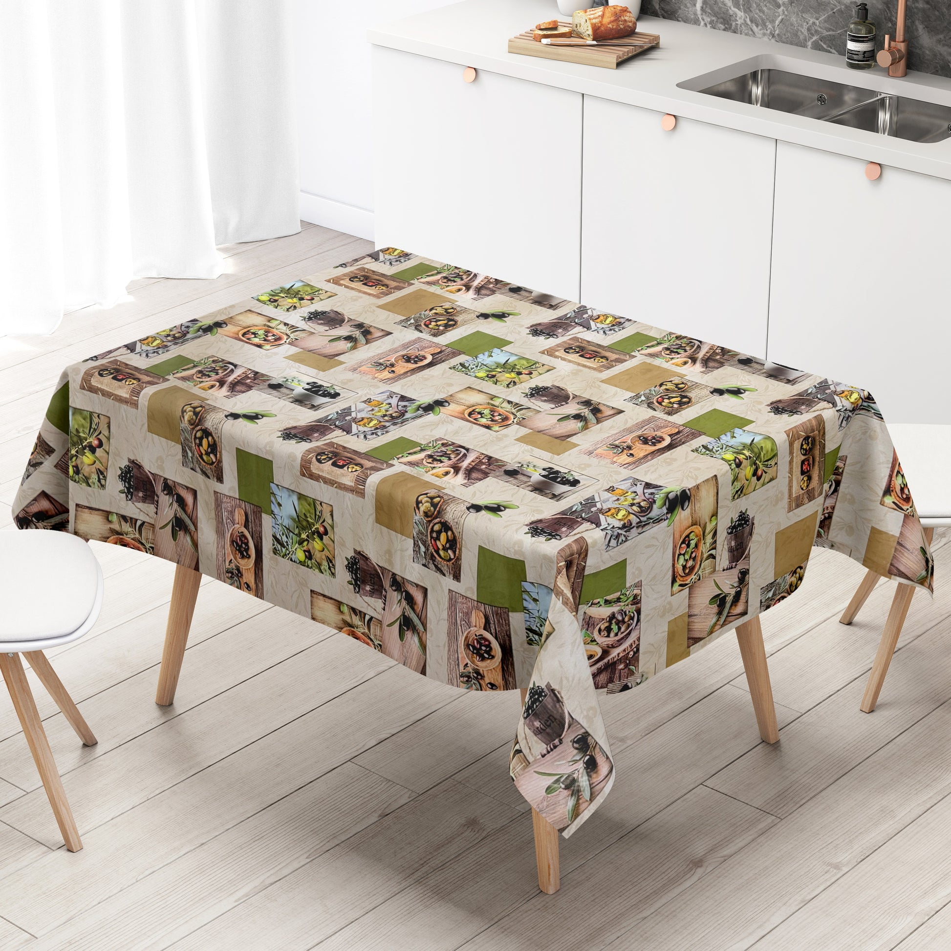Wachstuch Tischdecke Oliven Holz
