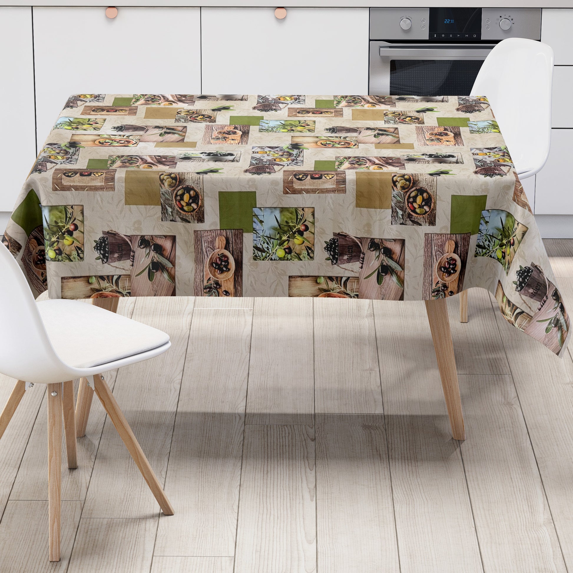 Wachstuch Tischdecke Oliven Holz
