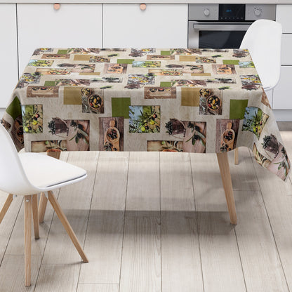 Wachstuch Tischdecke Oliven Holz