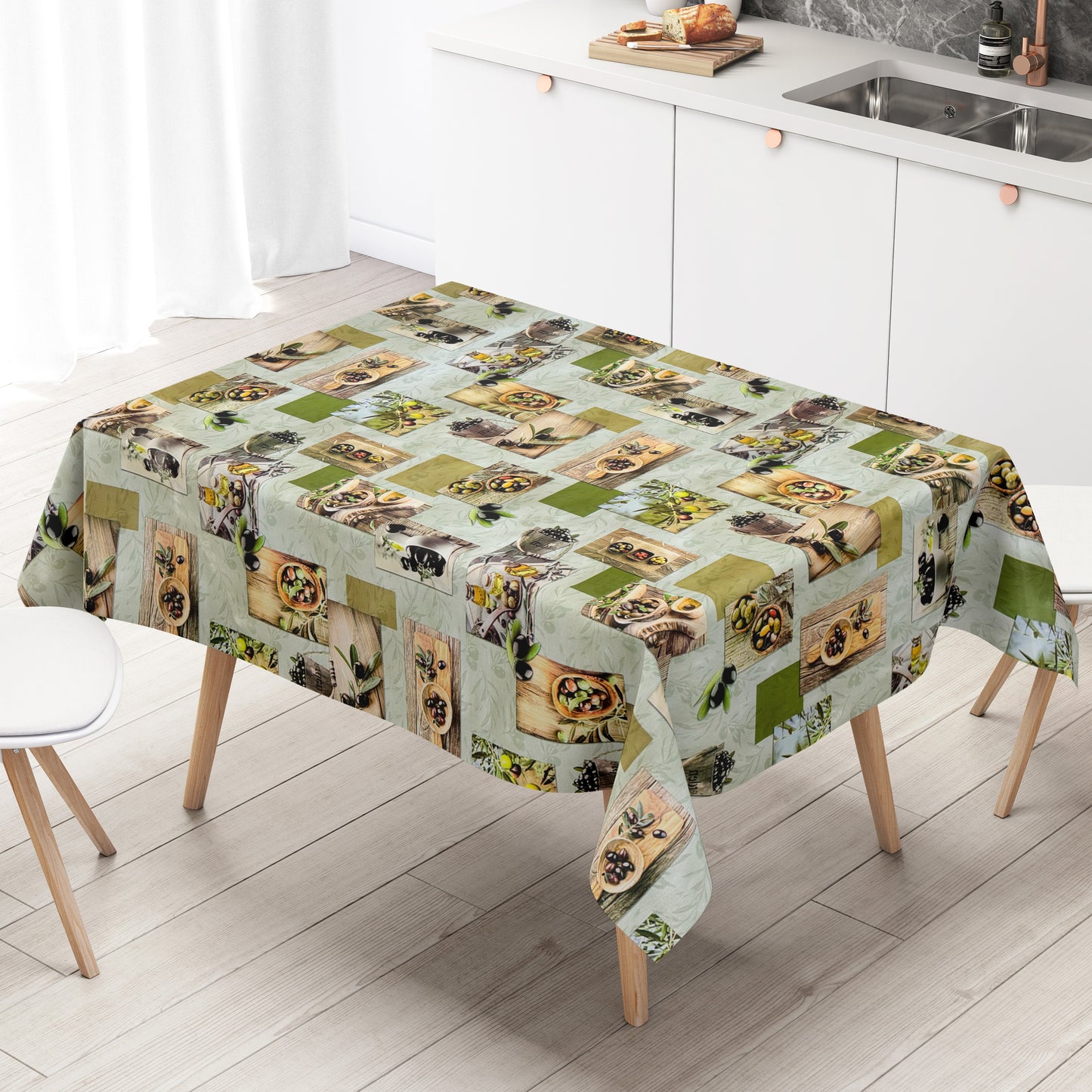 Wachstuch Tischdecke 64B grün Oliven Holz mediterran eckig rund oval