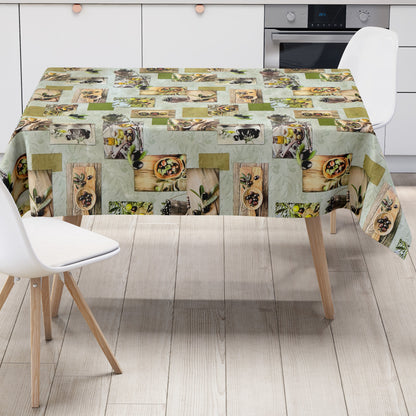 Wachstuch Tischdecke 64B grün Oliven Holz mediterran eckig rund oval
