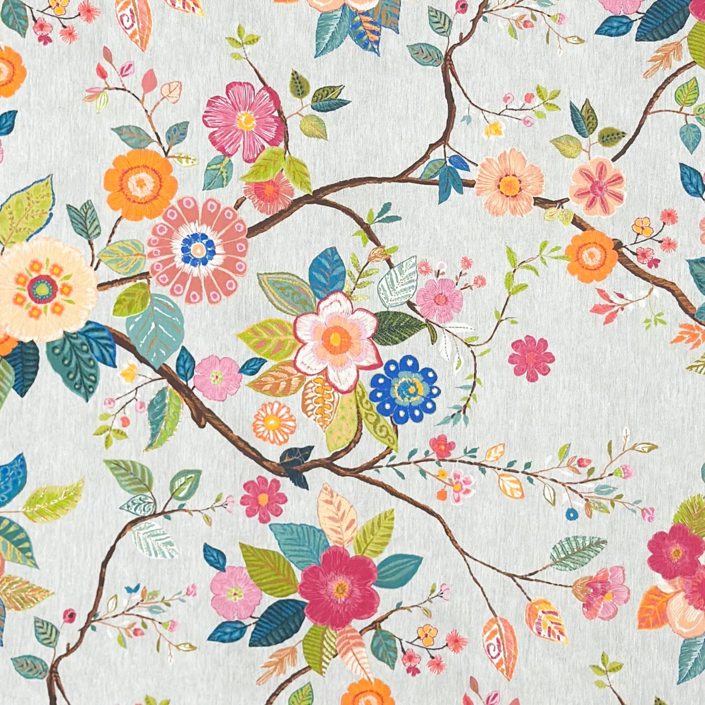 Jacquard Tischdecke aus beschichteter Baumwolle mit Fleckenschutz AMA02 grau retro Blumen  eckig rund oval