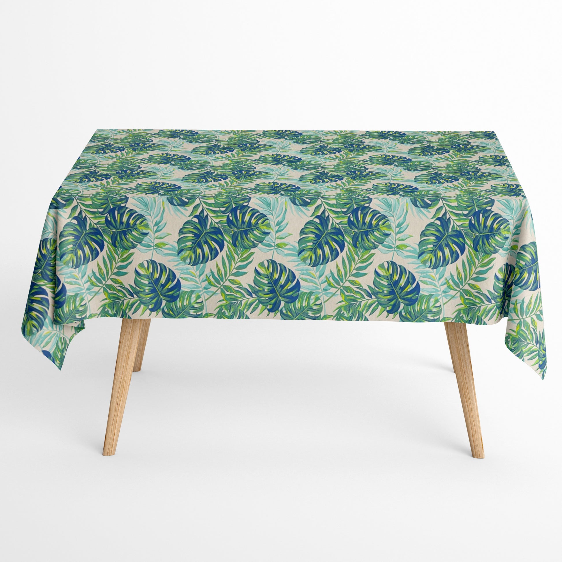 Beschichtete Baumwoll Tischdecke Dschungel türkis