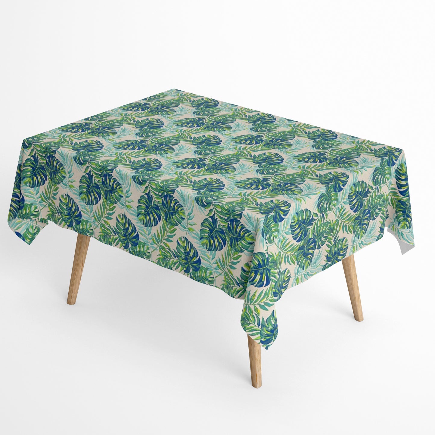 Beschichtete Baumwoll Tischdecke Dschungel türkis