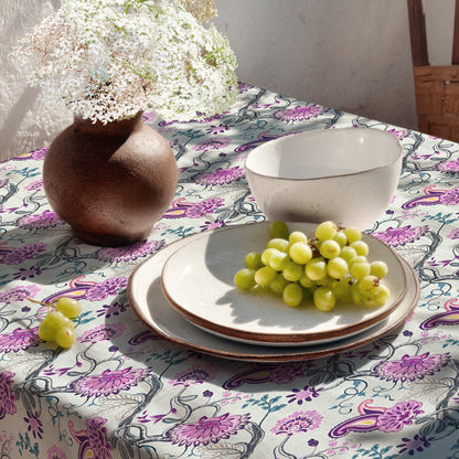 Jacquard Tischdecke aus beschichteter Baumwolle mit Fleckenschutz ARCHIE101 hellblau im Boho-Stil eckig rund oval