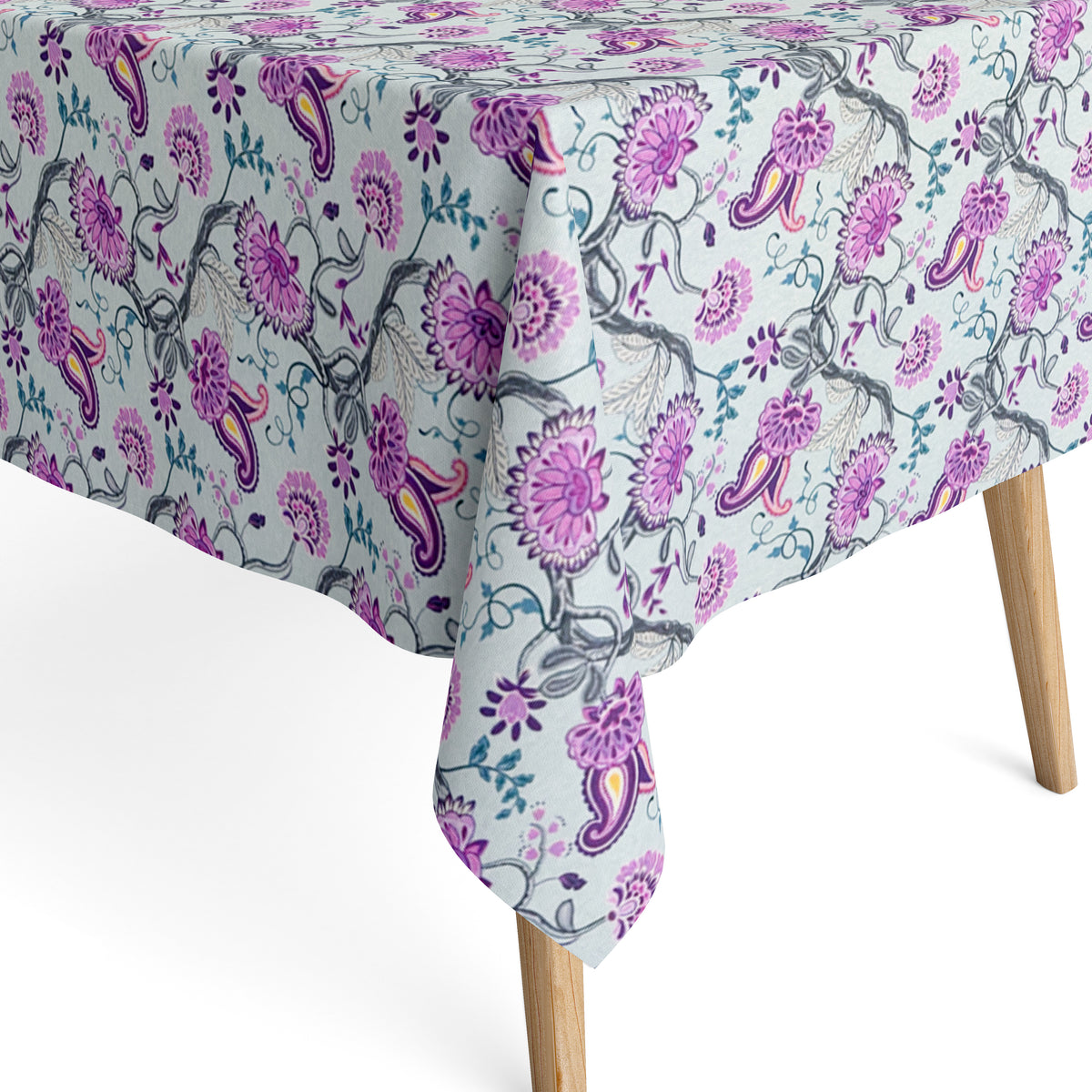 Jacquard Tischdecke aus beschichteter Baumwolle mit Fleckenschutz ARCHIE101 hellblau im Boho-Stil eckig rund oval