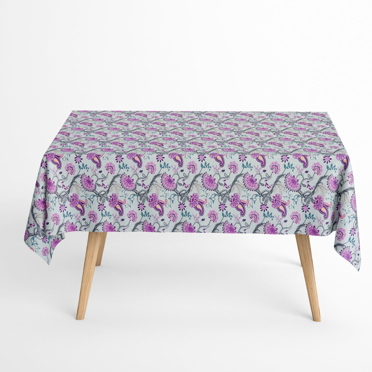 Jacquard Tischdecke aus beschichteter Baumwolle mit Fleckenschutz ARCHIE101 hellblau im Boho-Stil eckig rund oval