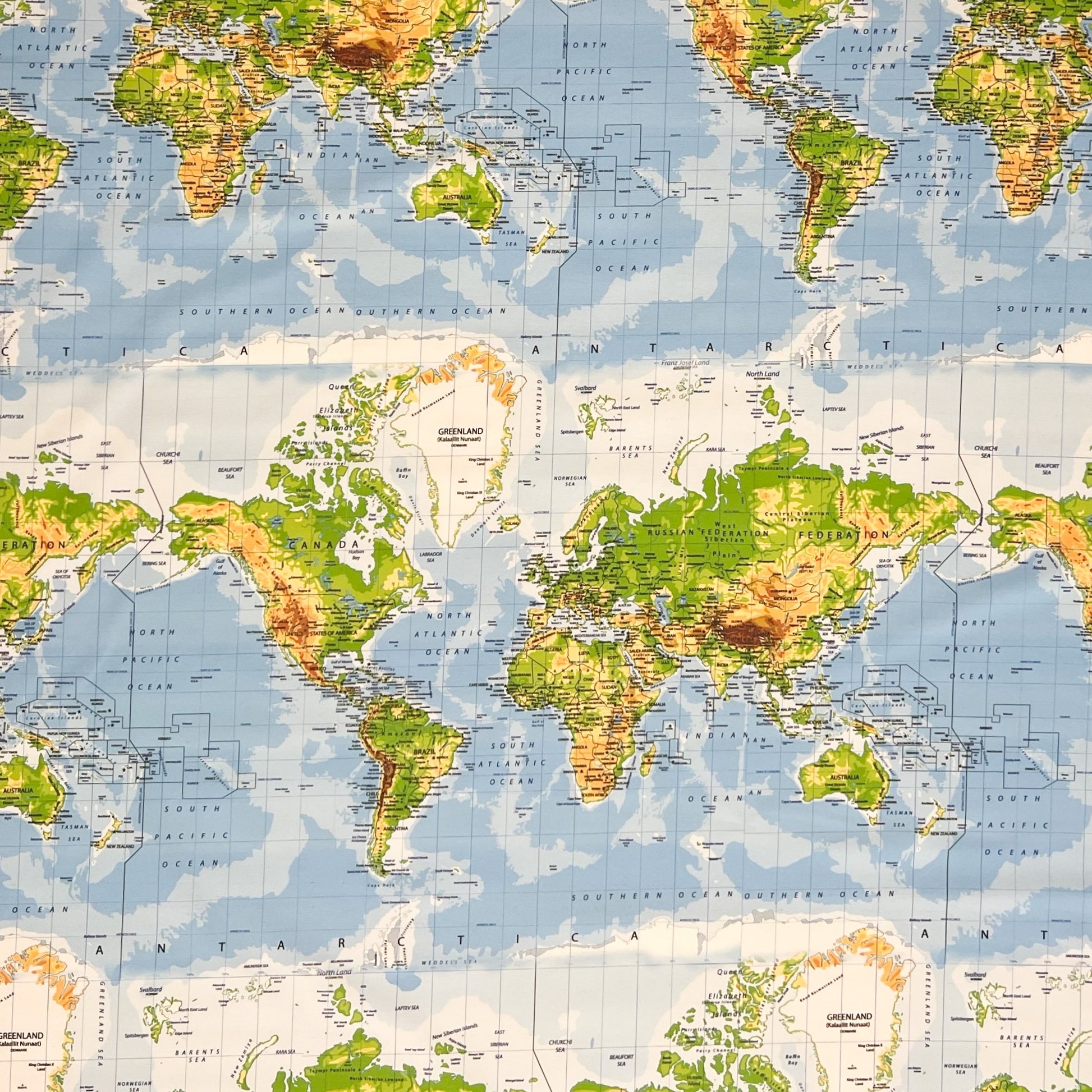 textile Tischdecke Weltkarte Atlas