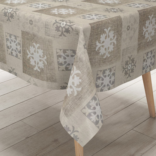 Wachstuch Tischdecke Ornamente beige