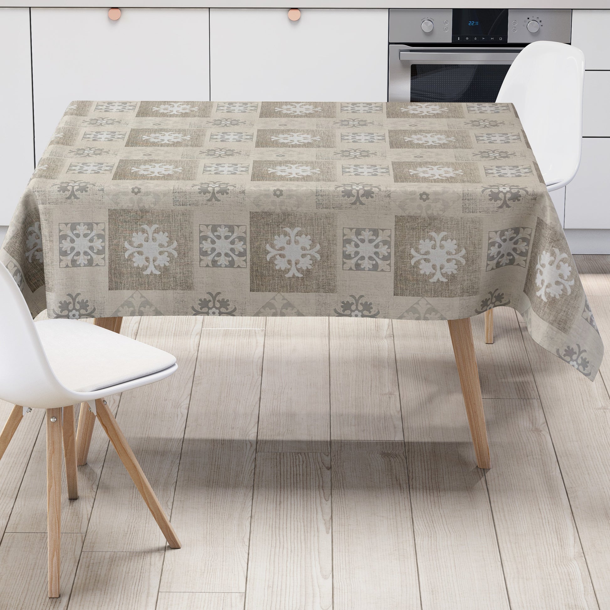 Wachstuch Tischdecke Ornamente beige