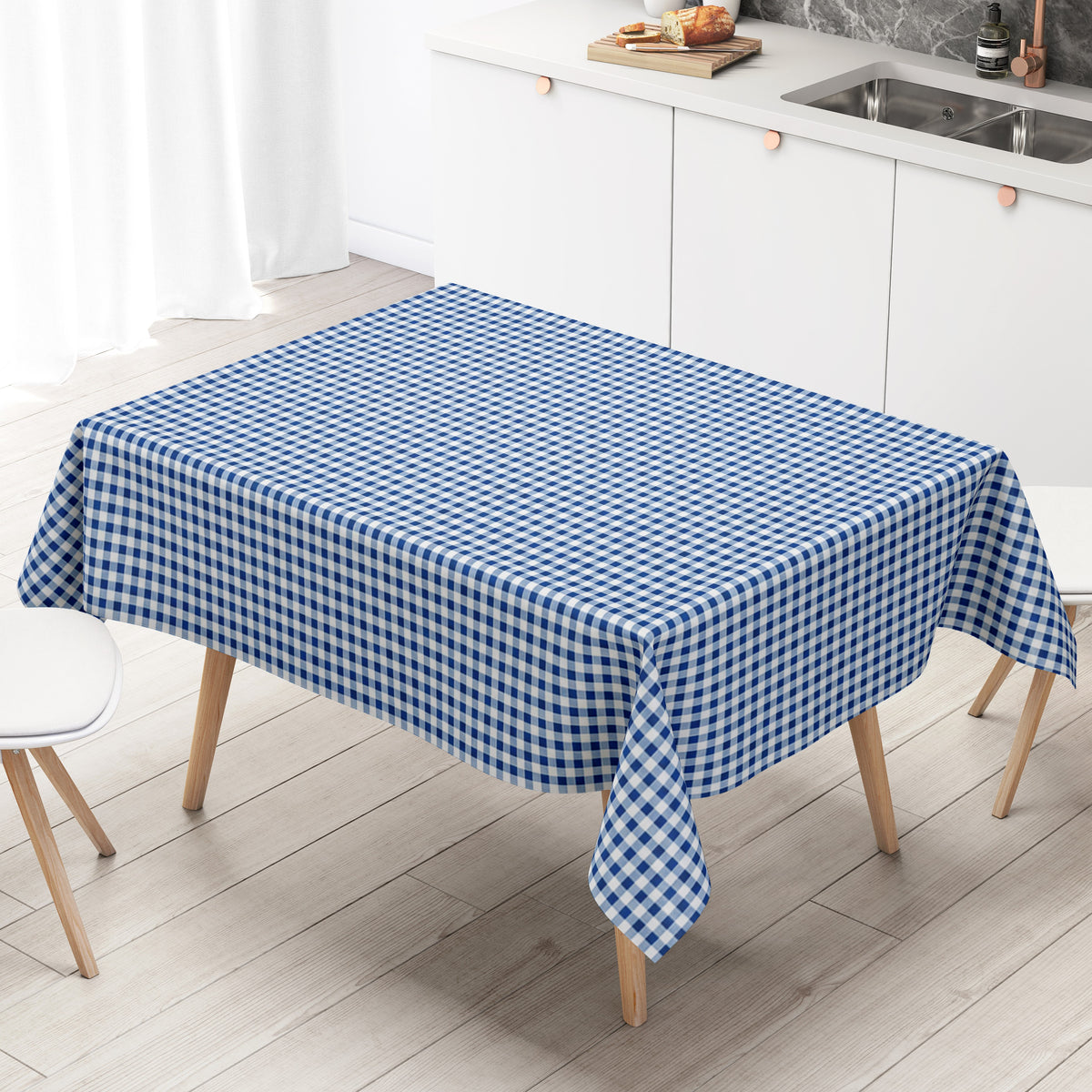 Wachstuch Tischdecke B1567-02 blau vichy kariert Karo Landhaus eckig r –