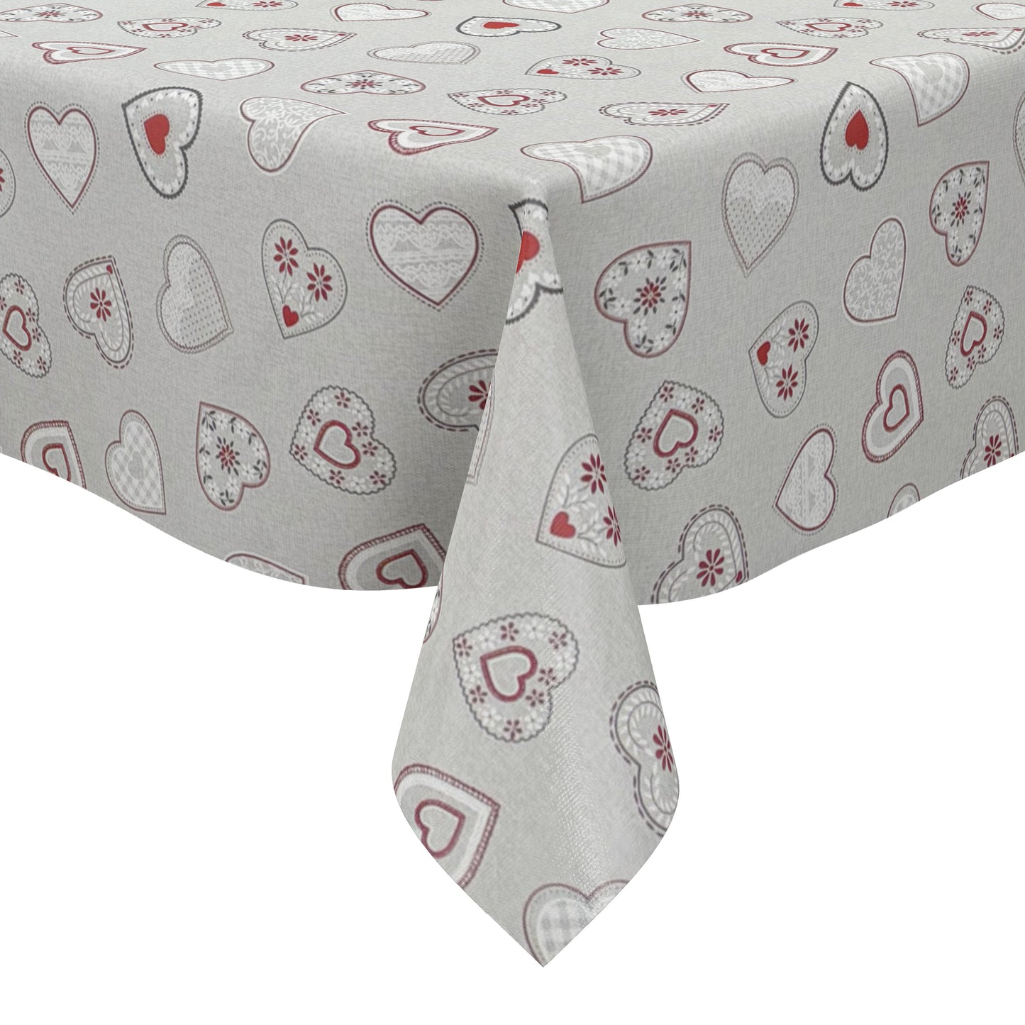 Oilcloth tablecloth embossed B1794-05 grey mottled hearts love country house square round oval