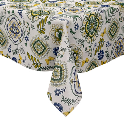 Oilcloth tablecloth 160 cm wide oversize B3013-02 Mandala ornaments flowers blue green yellow square round oval
