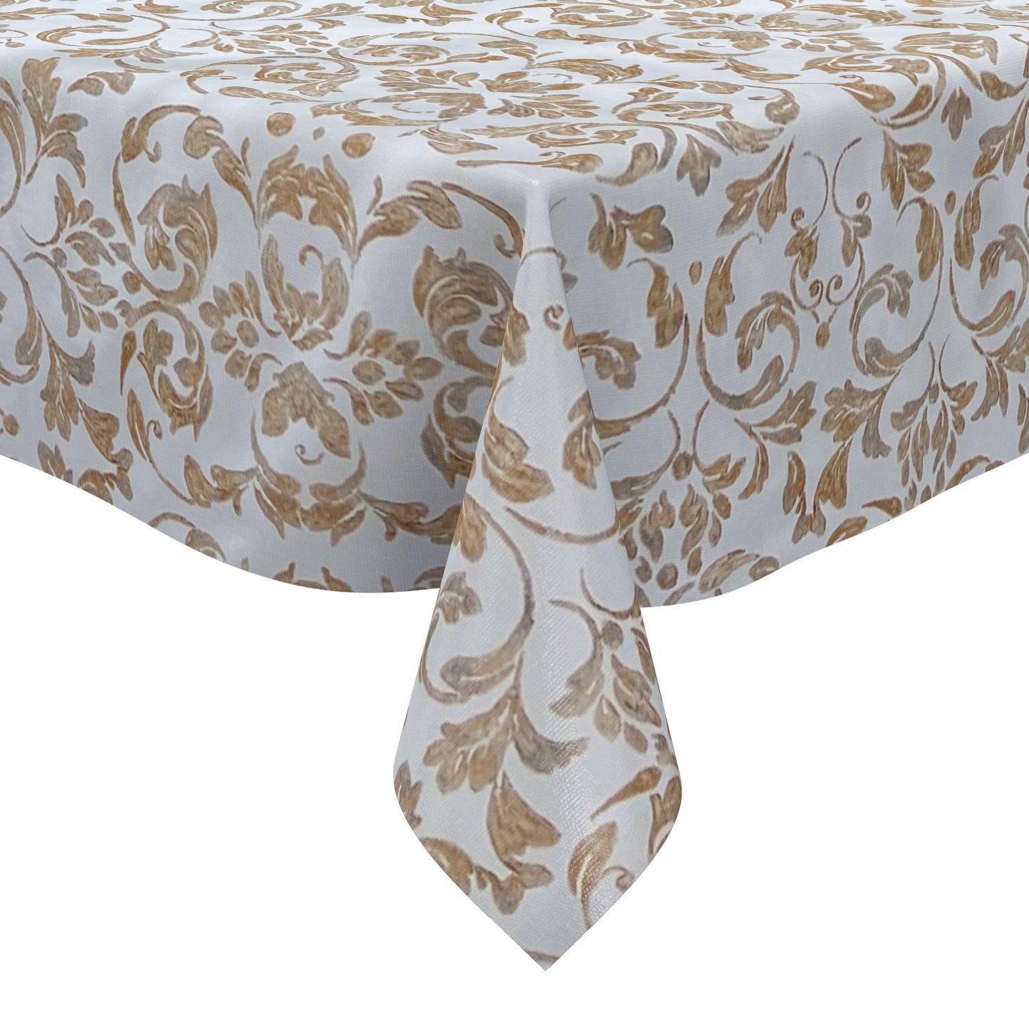 Wachstuch Tischdecke B4014-02 Elegant barocke Linien kupfer auf weiss eckig rund oval