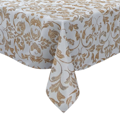 Wachstuch Tischdecke B4014-02 Elegant barocke Linien kupfer auf weiss eckig rund oval