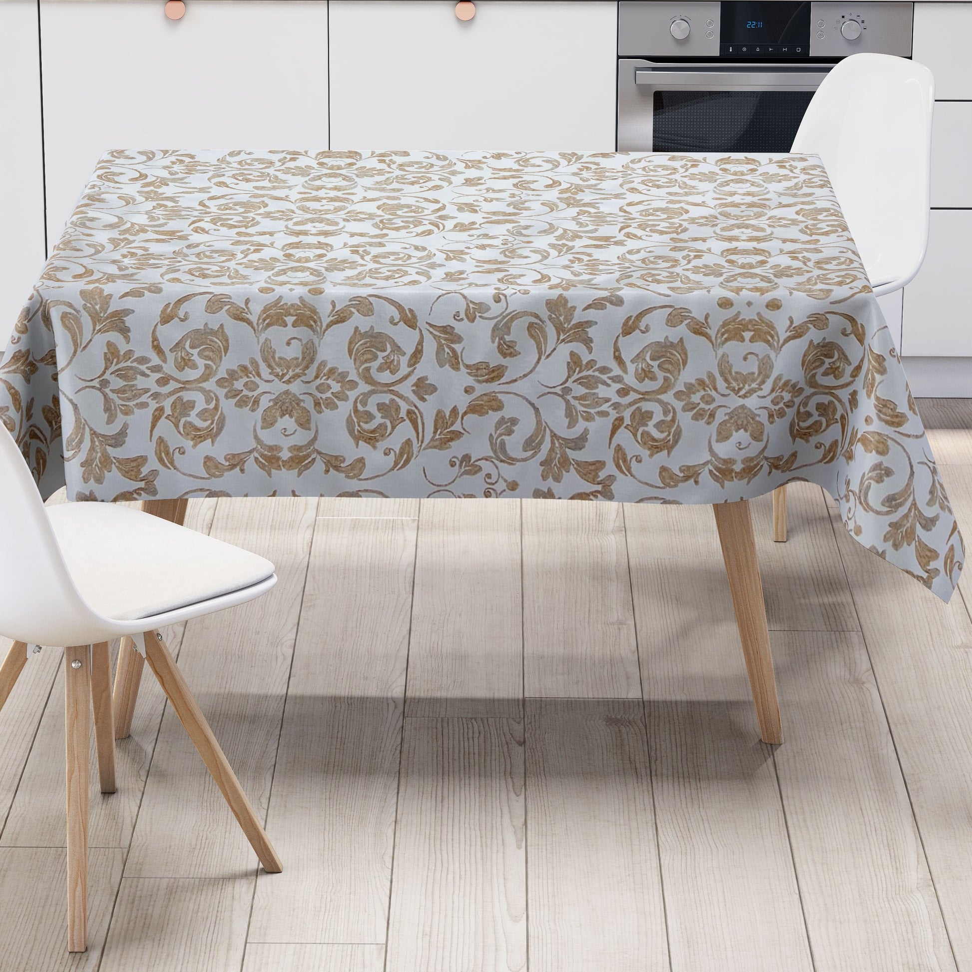 Wachstuch Tischdecke Barocke Linien Kupfer