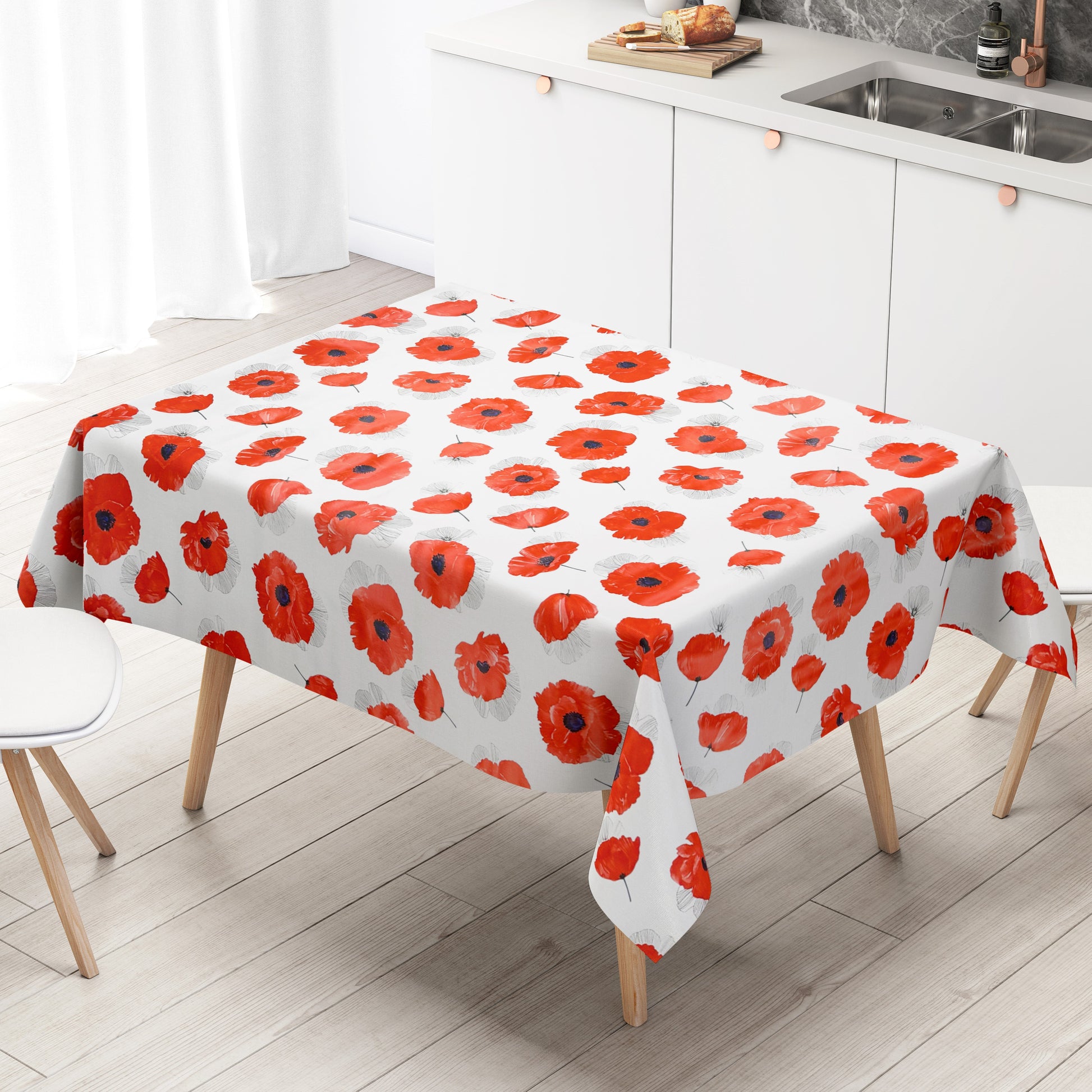 Wachstuch Tischdecke Mohnblumen