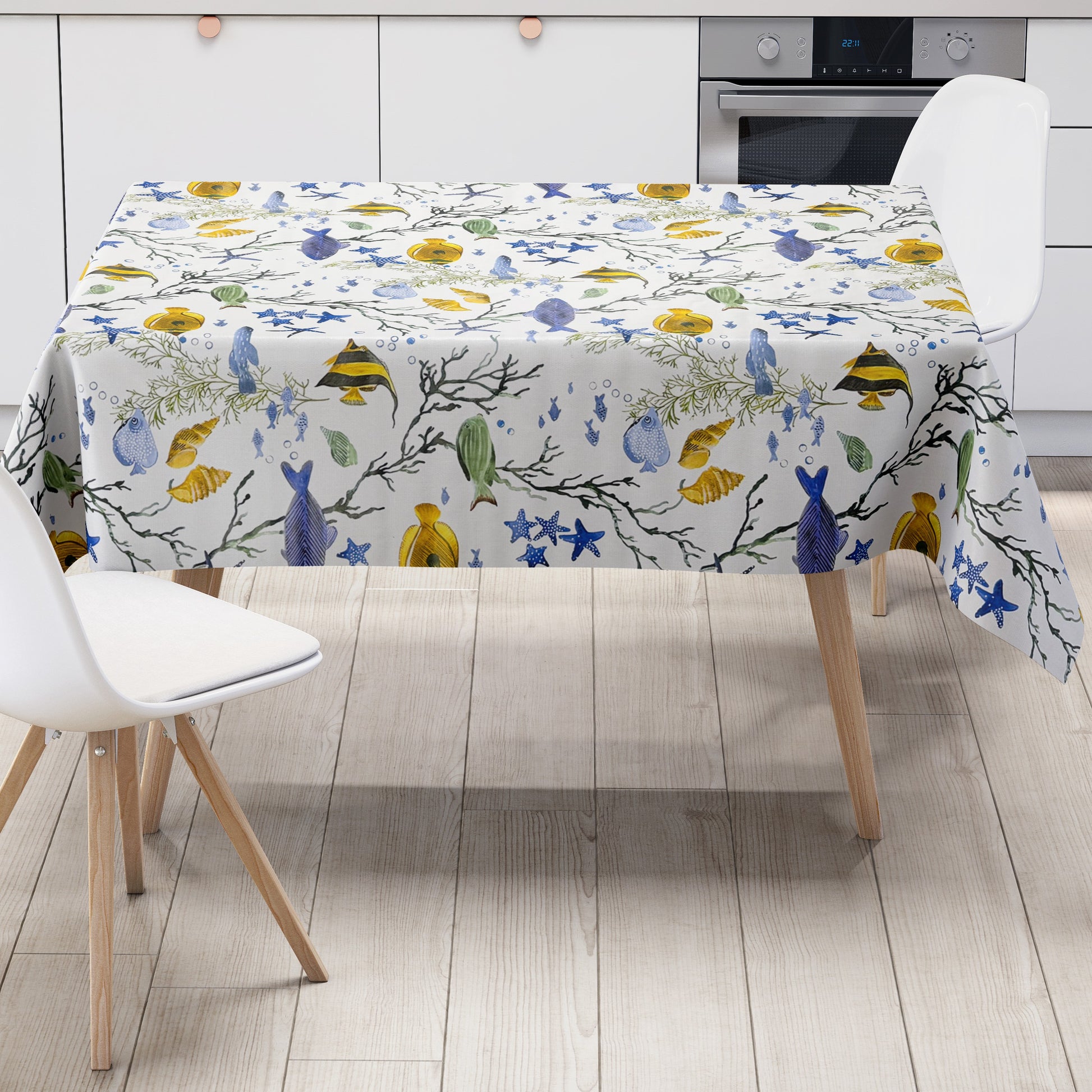 Wachstuch Tischdecke Fische maritim