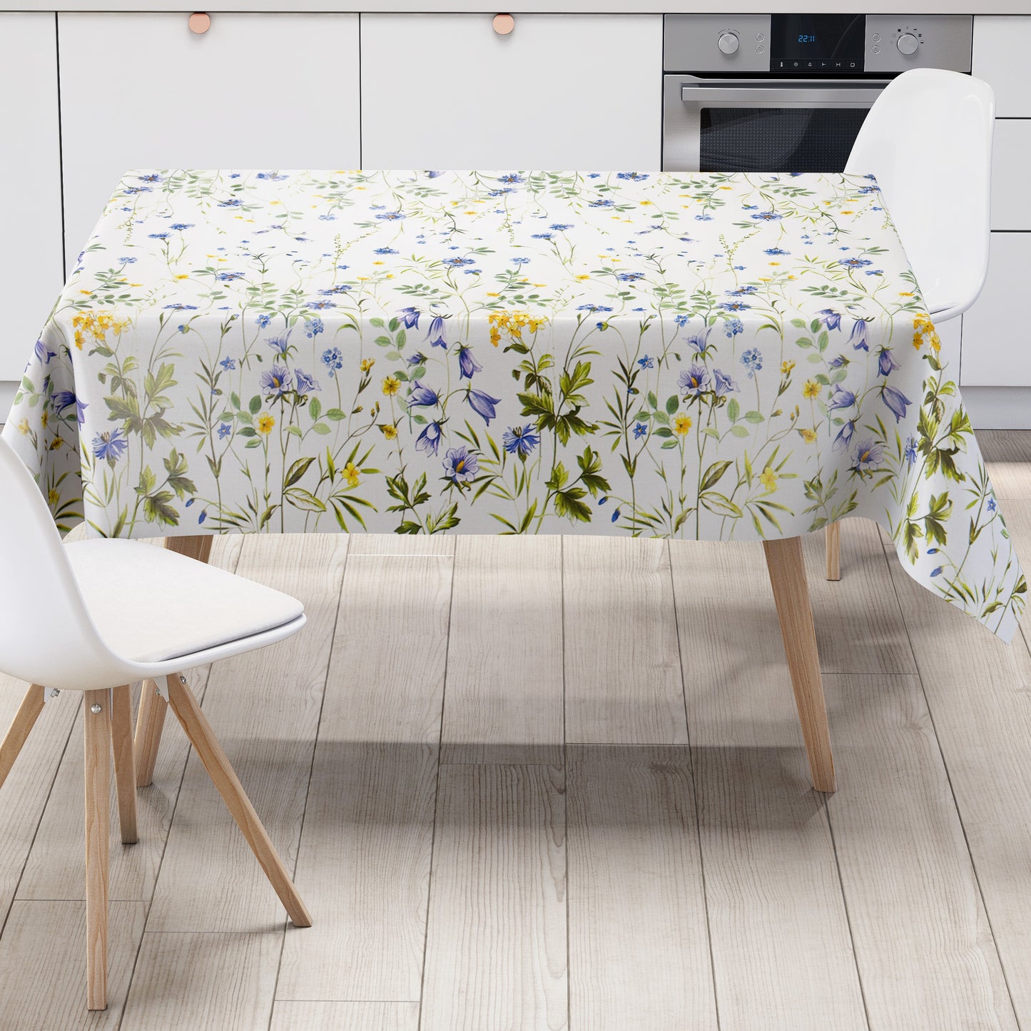 Wachstuch Tischdecke Blumenwiese mit Blumenranken