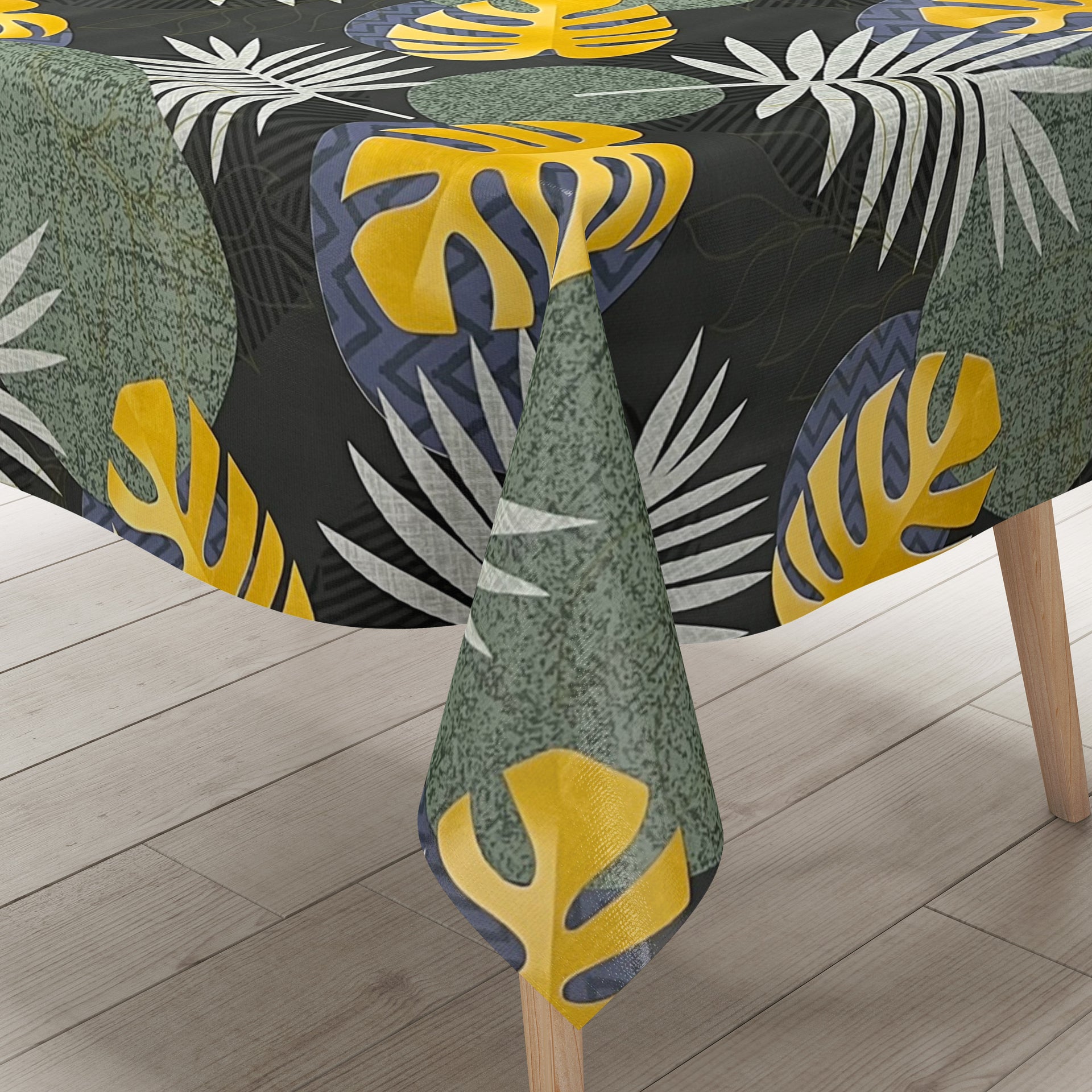 Wachstuch Tischdecke B5054-02 grün gold Dschungel Monstera Palmen ecki –  wachstuchshop24.de