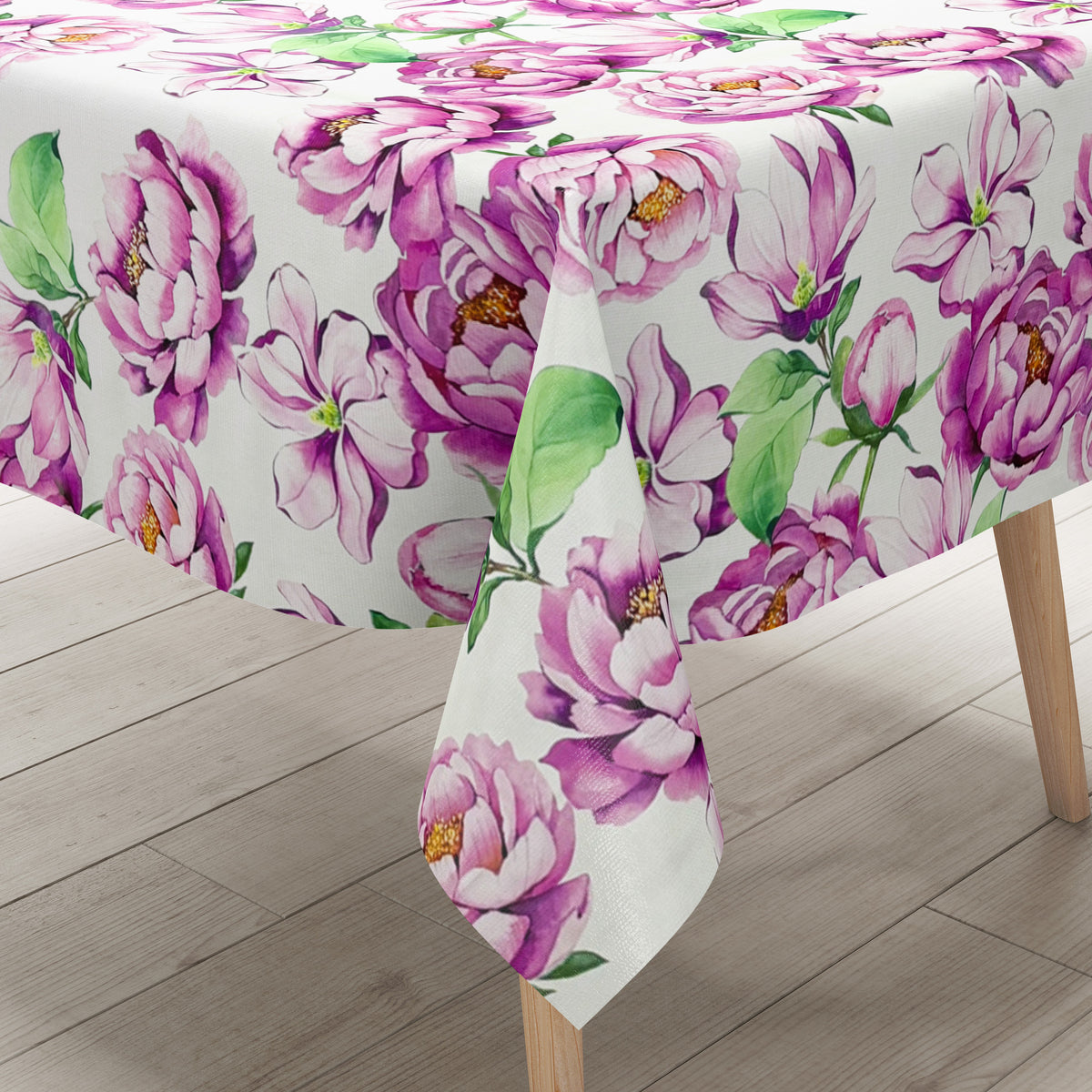 Wachstuch Tischdecke B5065-01 weiß Pfingstrosen Blüten eckig rund oval –