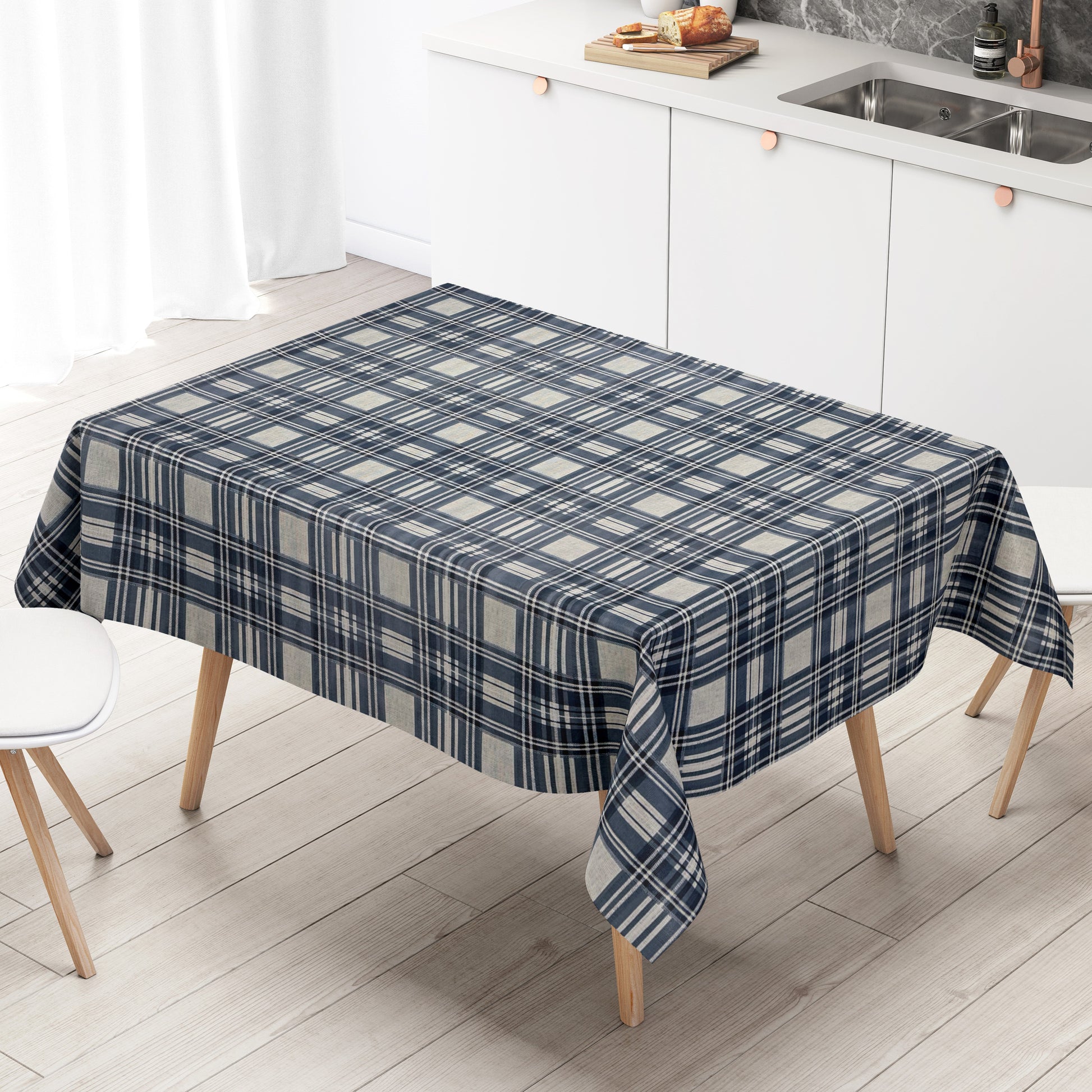 Wachstuch Tischdecke kariert blau