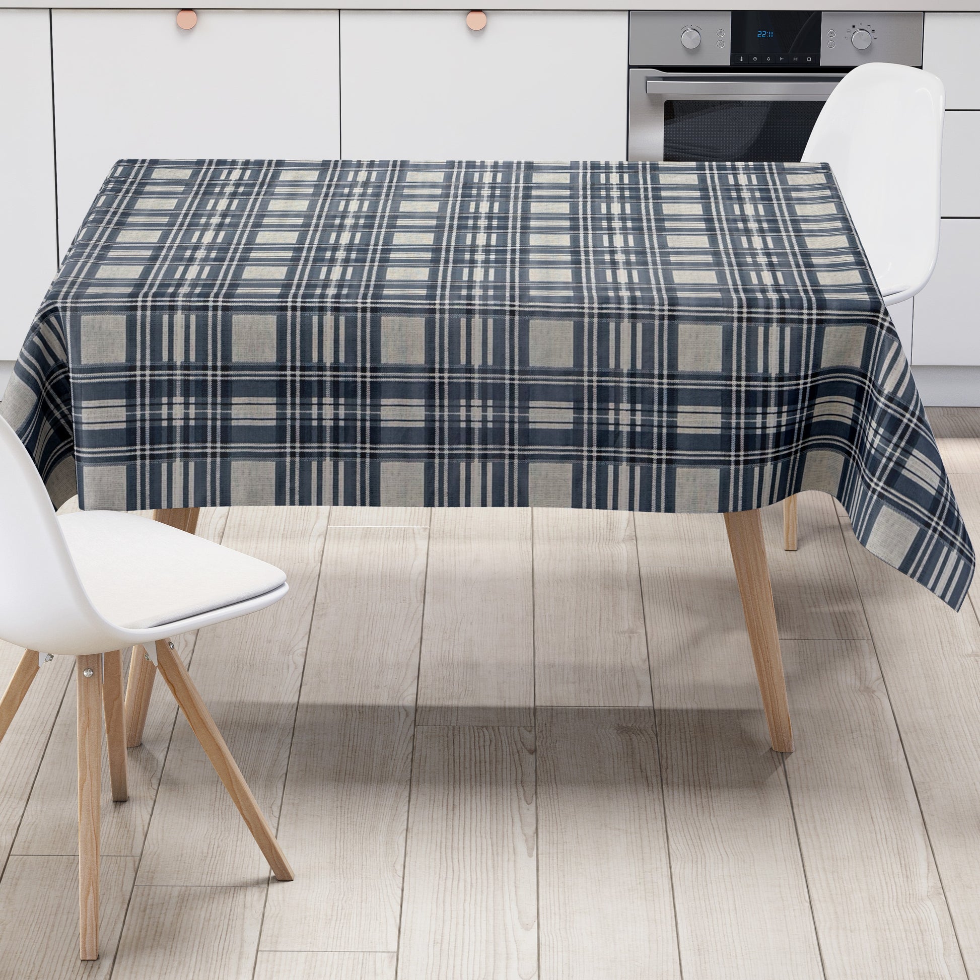 Wachstuch Tischdecke kariert blau