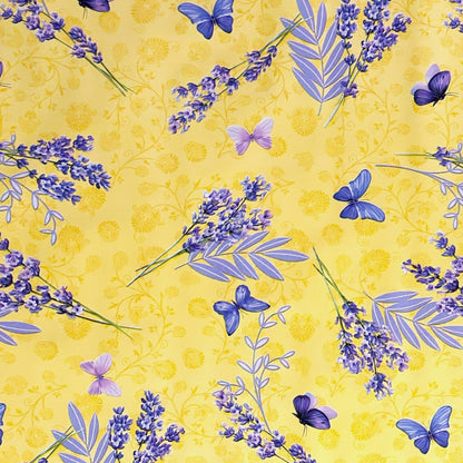 Wachstuch Tischdecke gelb Lavendel