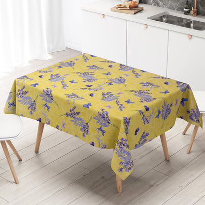 Wachstuch Tischdecke gelb Lavendel