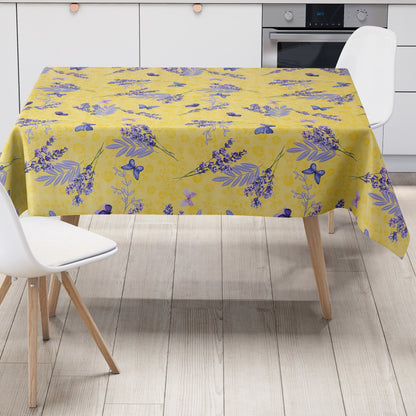Wachstuch Tischdecke gelb Lavendel