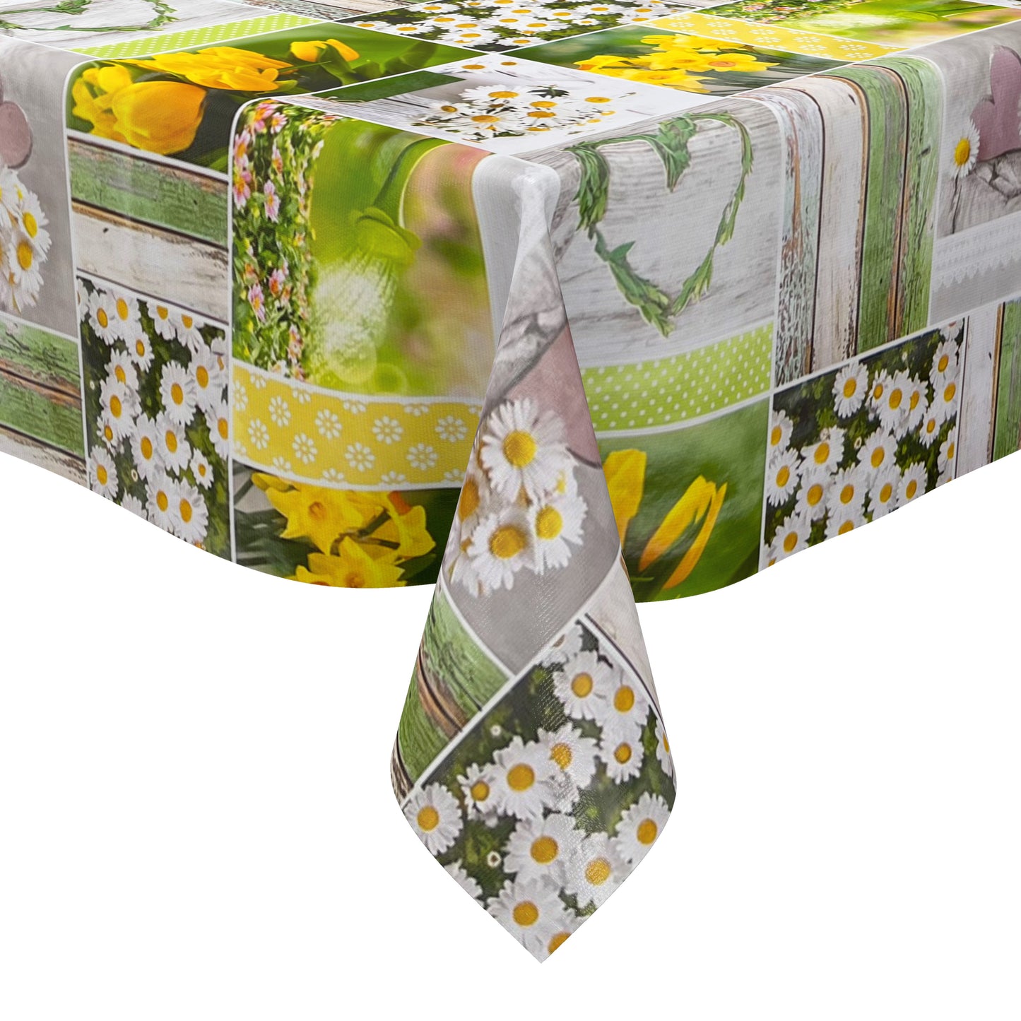 Nappe en toile cirée B6004-01 jonquilles tulipes printemps carrée ronde ovale