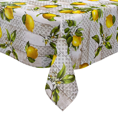 Nappe en toile cirée B6006-01 citrons sur bois carrée ronde ovale