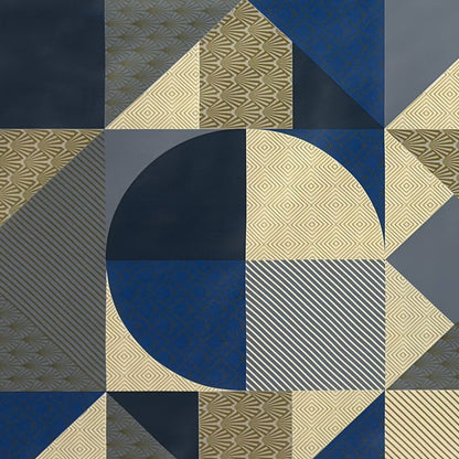 Wachstuch Tischdecke geometrische Formen in blau gold