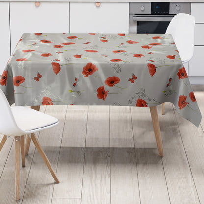 Wachstuch Tischdecke grau Mohn