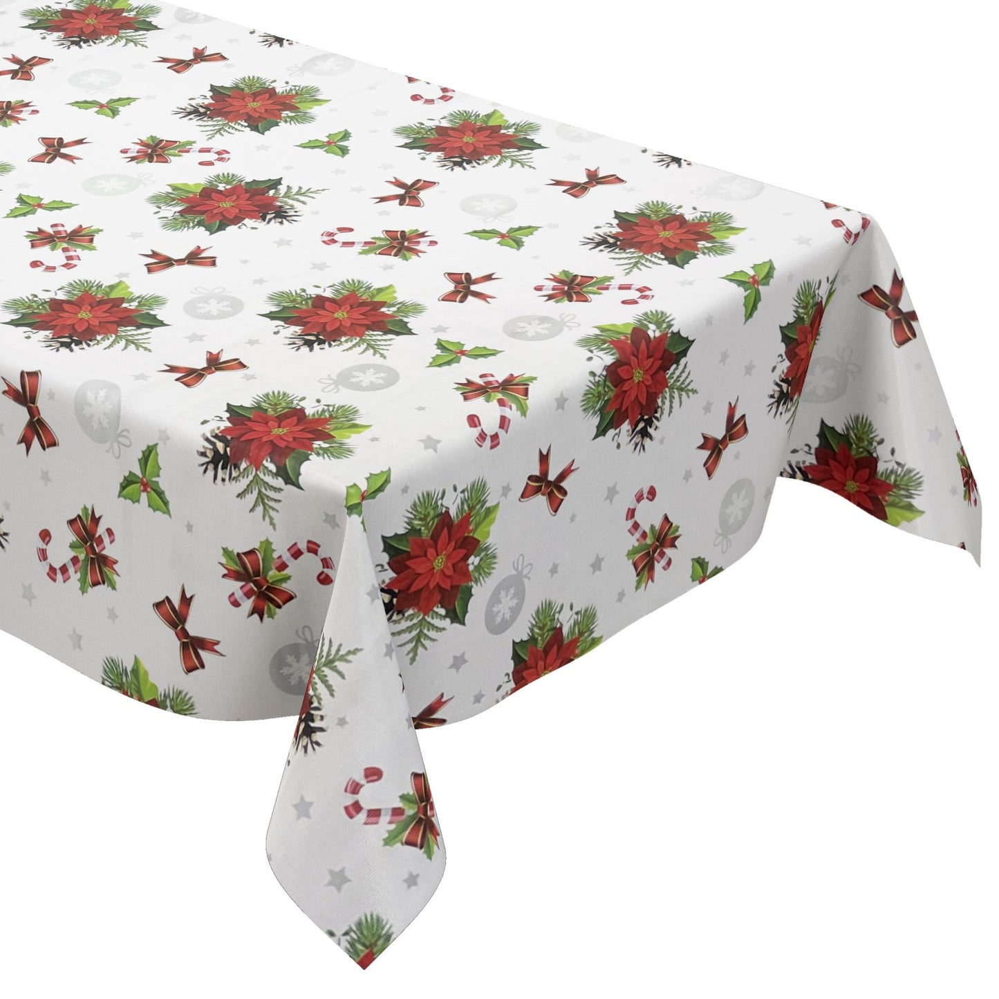 KEVKUS Wachstuch Tischdecke B6023-01 weiß Weihnachten Weihnachtsstern wählbar in eckig, rund und oval -