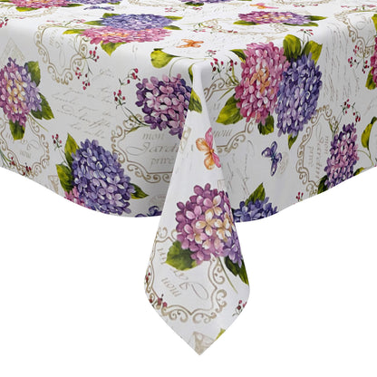 Wachstuch Tischdecke 160 cm Breite Übergröße B9029-01 Hortensie Sommer Mon Jardin eckig rund oval