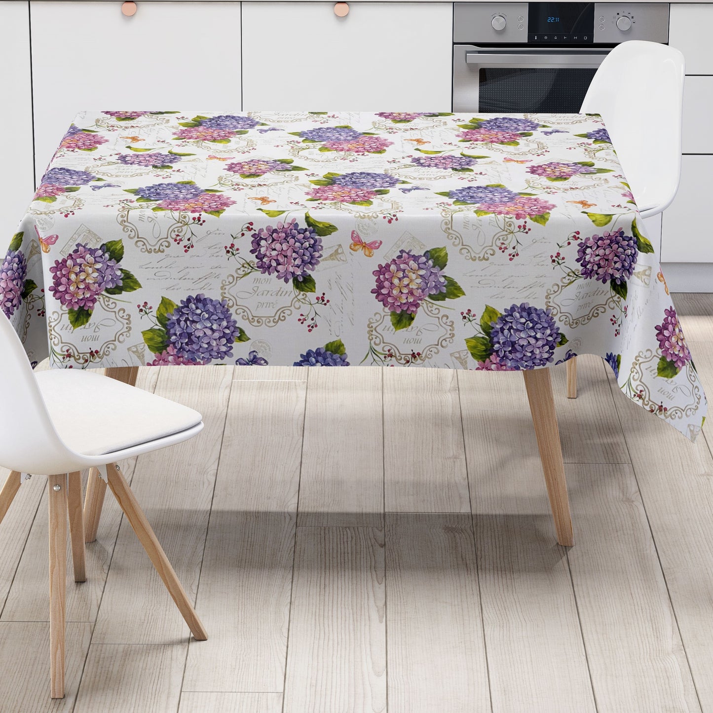 Wachstuch Tischdecke Hortensie Übergröße