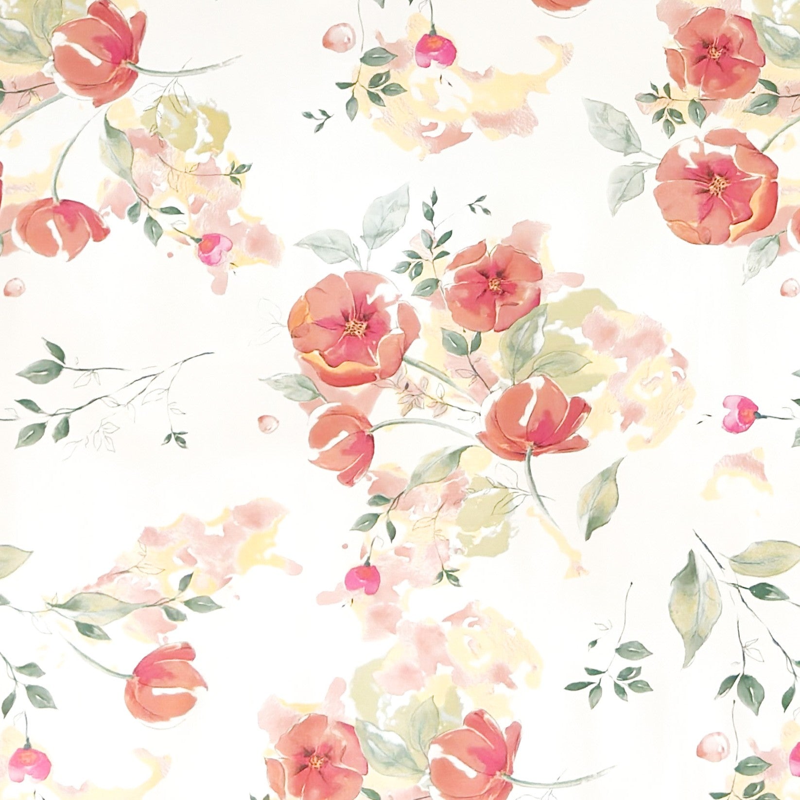 Wachstuch Tischdecke mit pastellfarbenen Mohnblumen