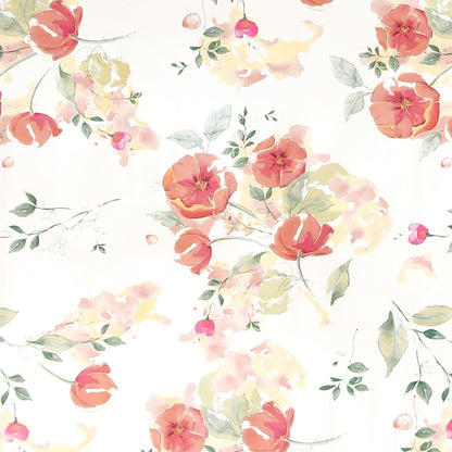 Wachstuch Tischdecke mit pastellfarbenen Mohnblumen