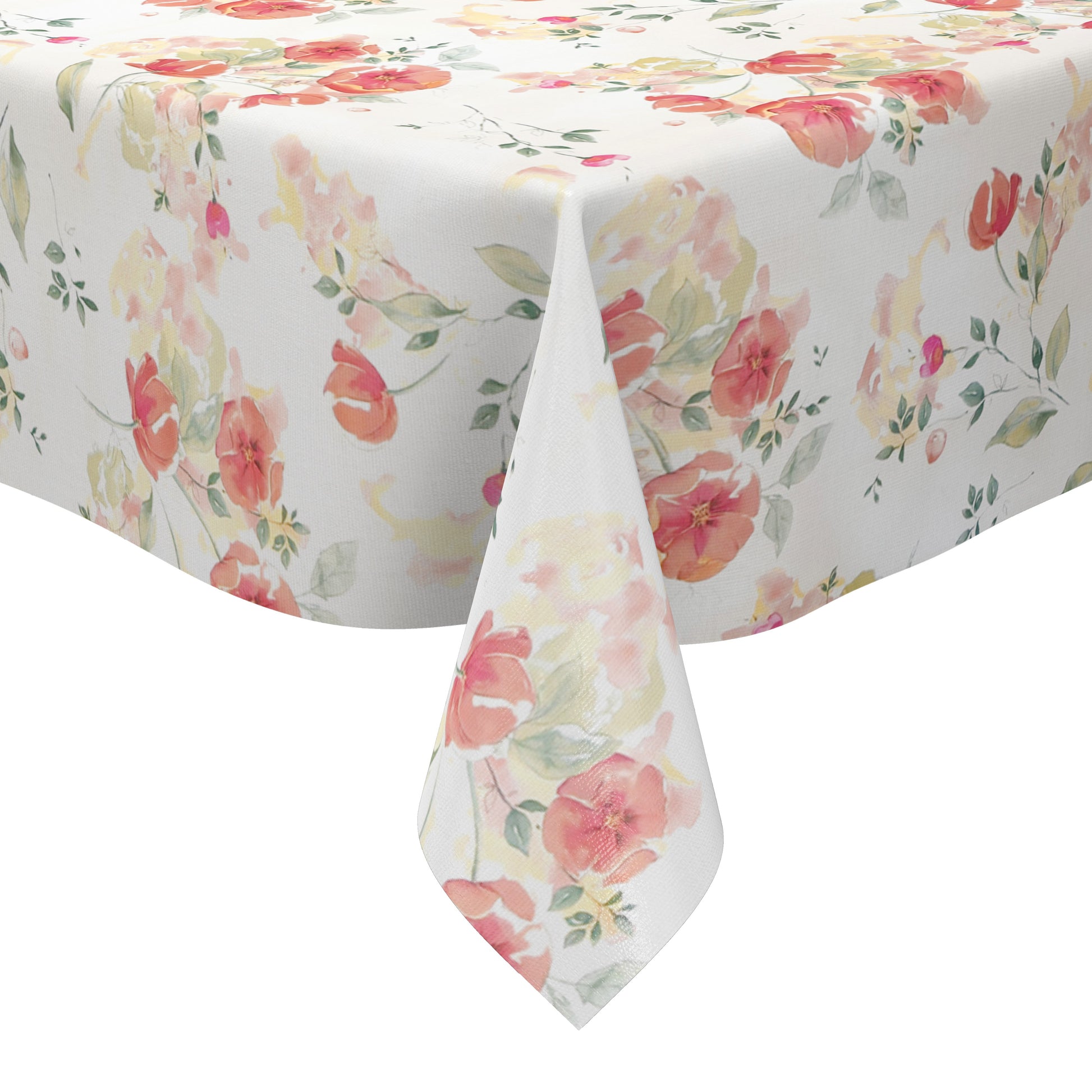 Wachstuch Tischdecke mit pastellfarbenen Mohnblumen