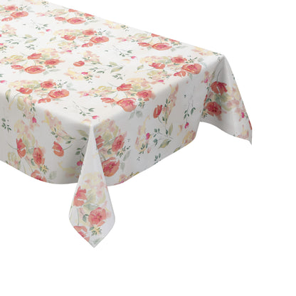Wachstuch Tischdecke mit pastellfarbenen Mohnblumen