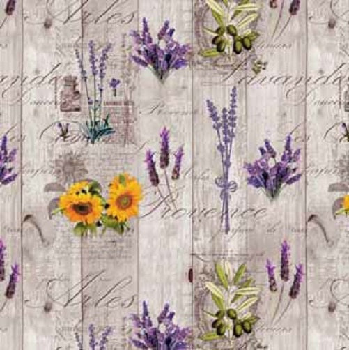 KEVKUS Wachstuch Tischdecke BB80 Provence Lavendel Sonnenblumen Oliven auf Holz eckig rund oval