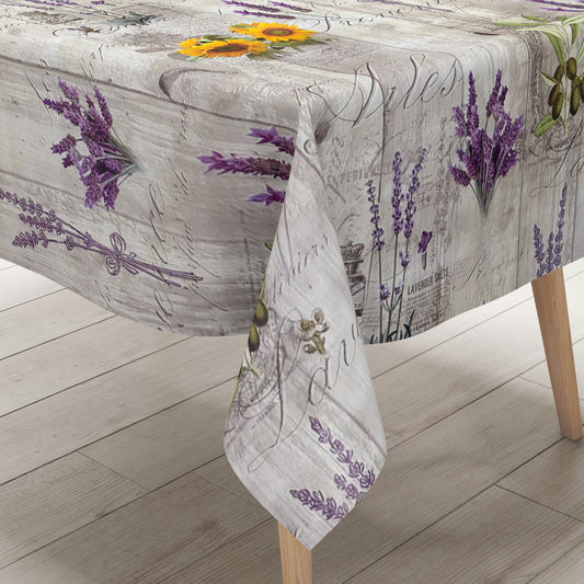 Wachstuch Tischdecke mediterran Holz Lavendel Oliven