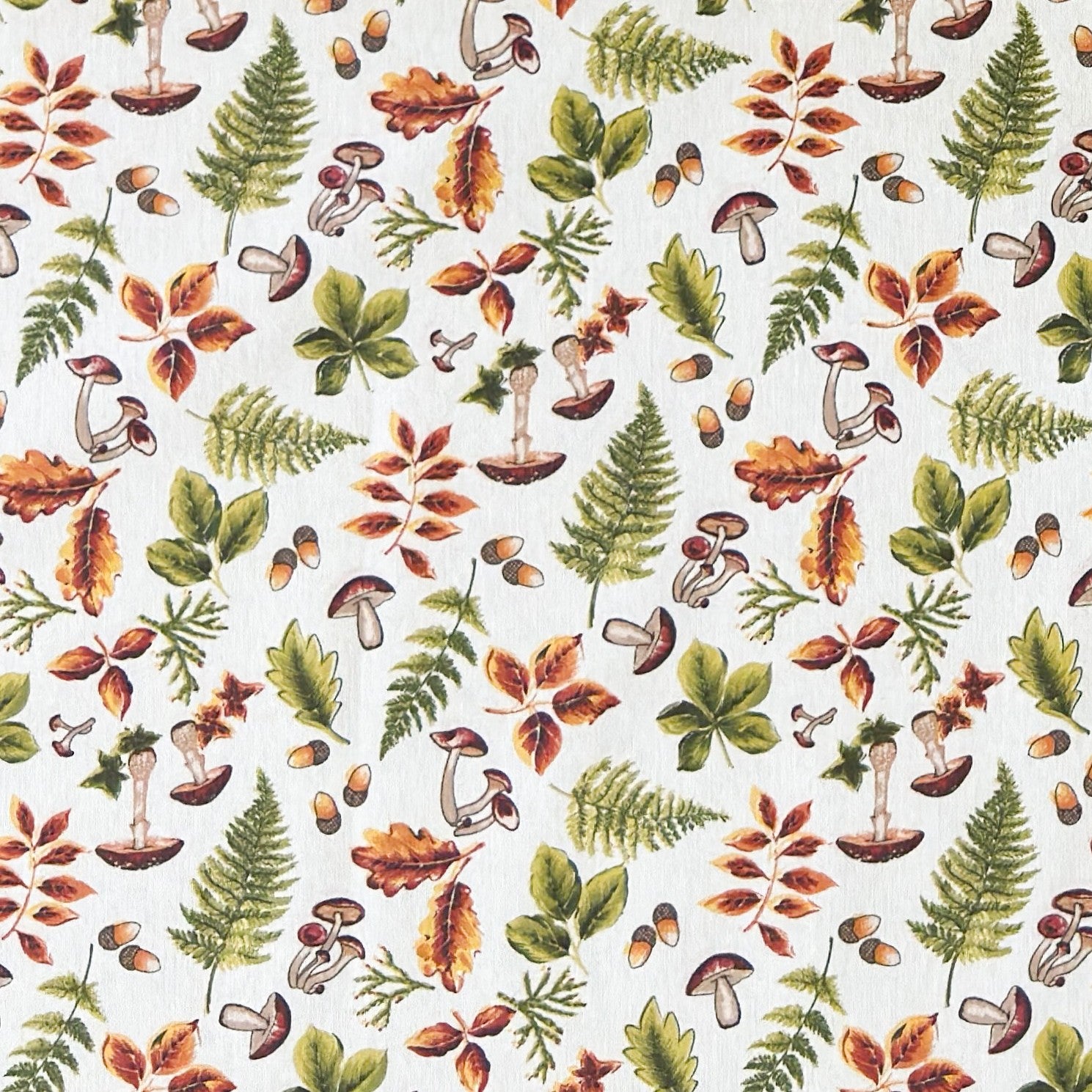 Tischdecke beschichtete Baumwolle Herbst Laub Pilze